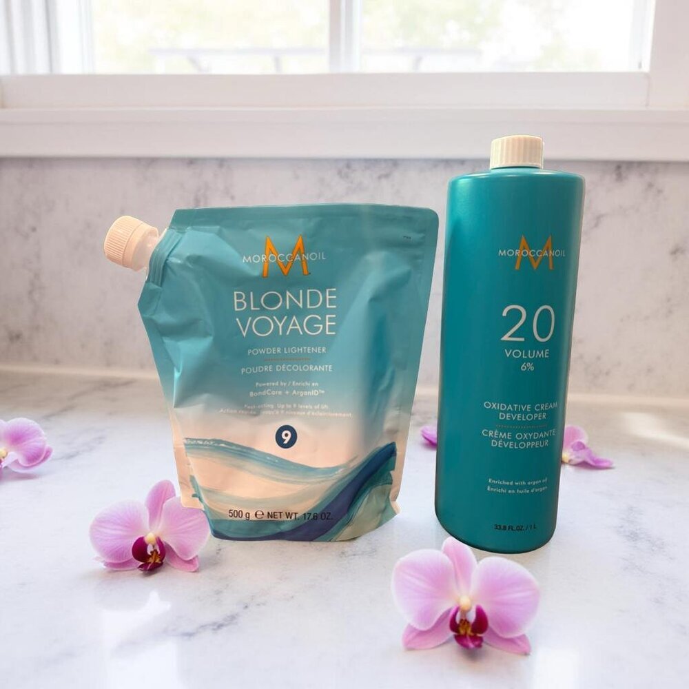 Moroccanoil Blonde Voyage Powder Lightener 17.6 oz 20 Volume 6% Cream Developer